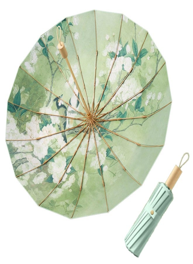 PJxtal National style folding umbrella - a portable umbrella that can withstand typhoons, protect against sun, and even be used as a work of art - Image 1